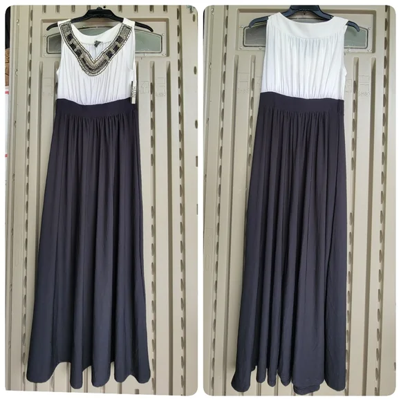 Haani Dresses Haani Embellished Beaded Monochrome Maxi Dress Poshmark